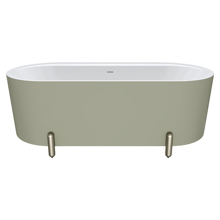 Aluca Freestanding Bath, 1700mm Matte Olive with Brushed Nickel Legs with overflow - Fienza image 2
