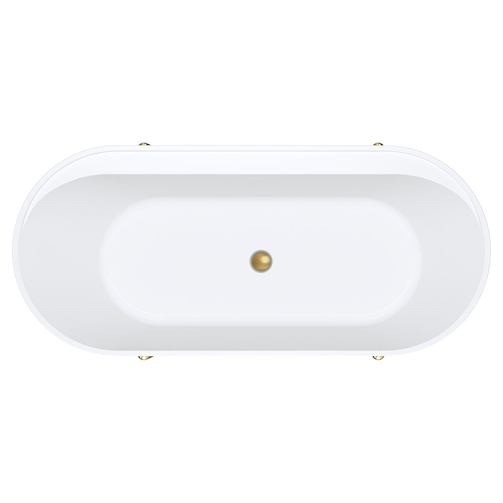 Aluca Freestanding Bath, 1700mm Matte Khaki with Urban Brass Legs with overflow - Fienza image 3
