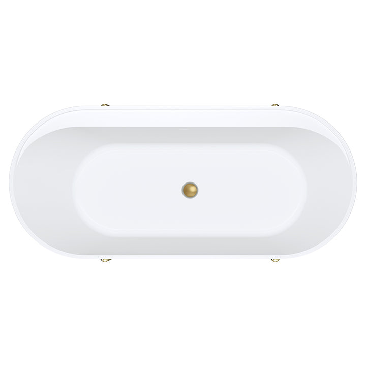 Aluca Freestanding Bath, 1700mm Matte Khaki with Urban Brass Legs with overflow - Fienza image 3