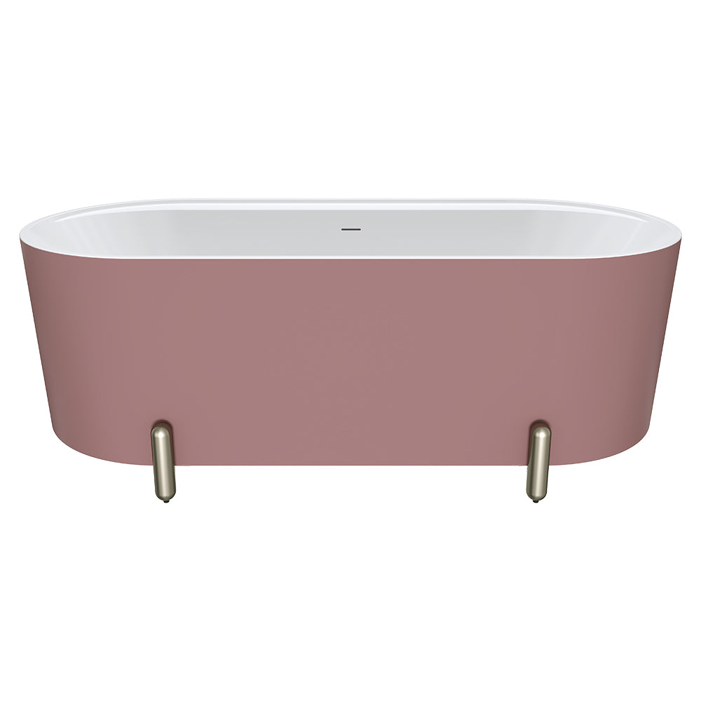Aluca Freestanding Bath, 1700mm Matte Rouge with Brushed Nickel Legs with overflow - Fienza image 2