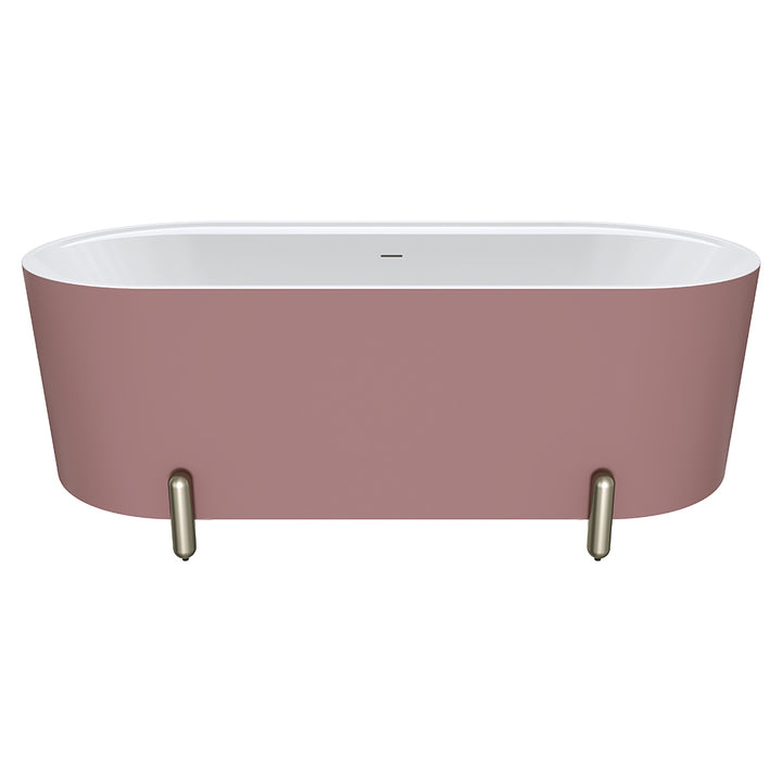 Aluca Freestanding Bath, 1700mm Matte Rouge with Brushed Nickel Legs with overflow - Fienza image 2