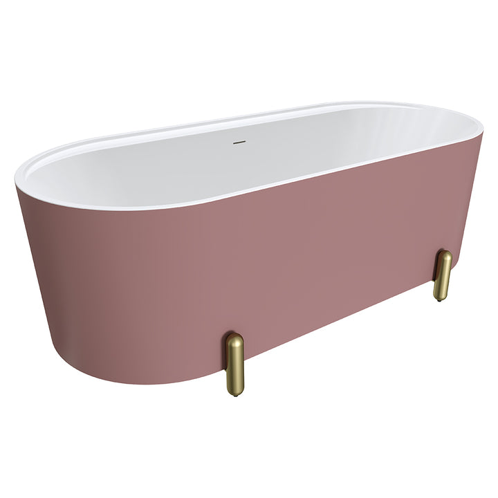 Aluca Freestanding Bath, 1700mm Matte Rouge with Urban Brass Legs with overflow