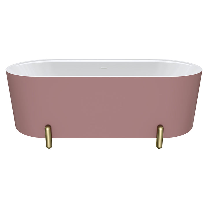Aluca Freestanding Bath, 1700mm Matte Rouge with Urban Brass Legs with overflow - Fienza image 2