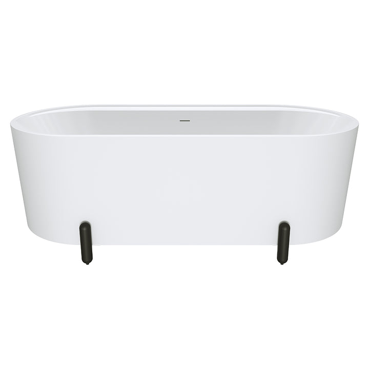 Aluca Freestanding Bath, 1700mm Matte White with Matte Black Legs with overflow - Fienza image 2