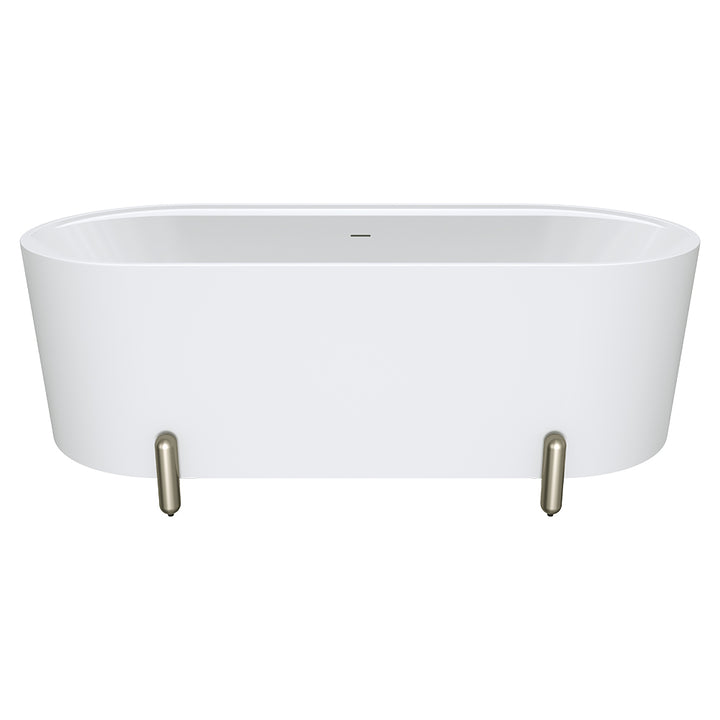 Aluca Freestanding Bath, 1700mm Matte White with Brushed Nickel Legs with overflow - Fienza image 2