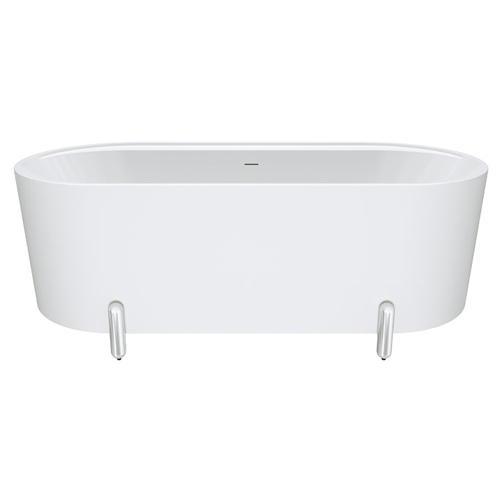 Aluca Freestanding Bath, 1700mm Matte White with Chrome Legs - Fienza image 2