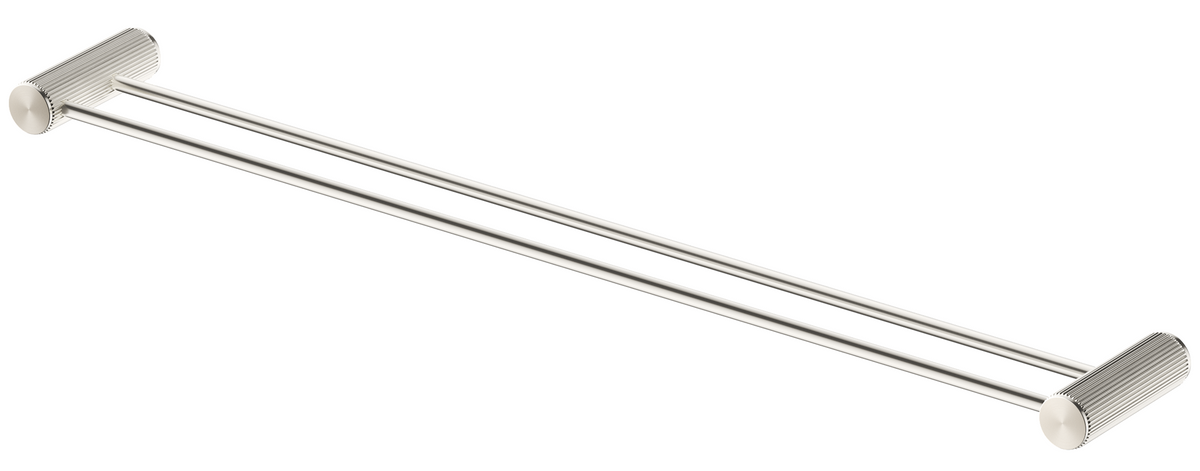 Mica Fluted Double Towel Rail 800mm - Brushed Nickel