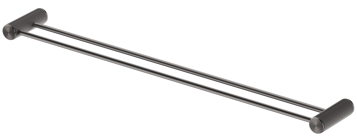 Mica Fluted Double Towel Rail 800mm - Brushed Gunmetal