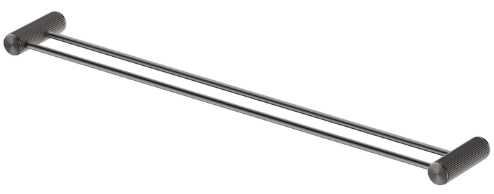 Mica Fluted Double Towel Rail 800mm - Brushed Gunmetal