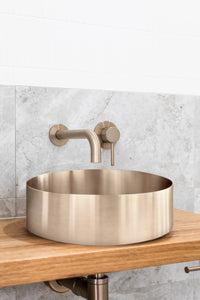 Lavello Round Steel Bathroom Basin 380 x 110 - PVD Champagne Meir