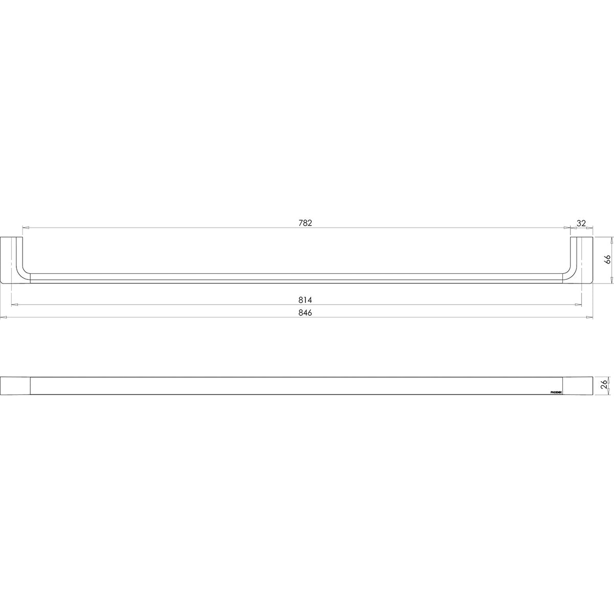 Gloss Single Towel Rail 800mm - Brushed Bronze