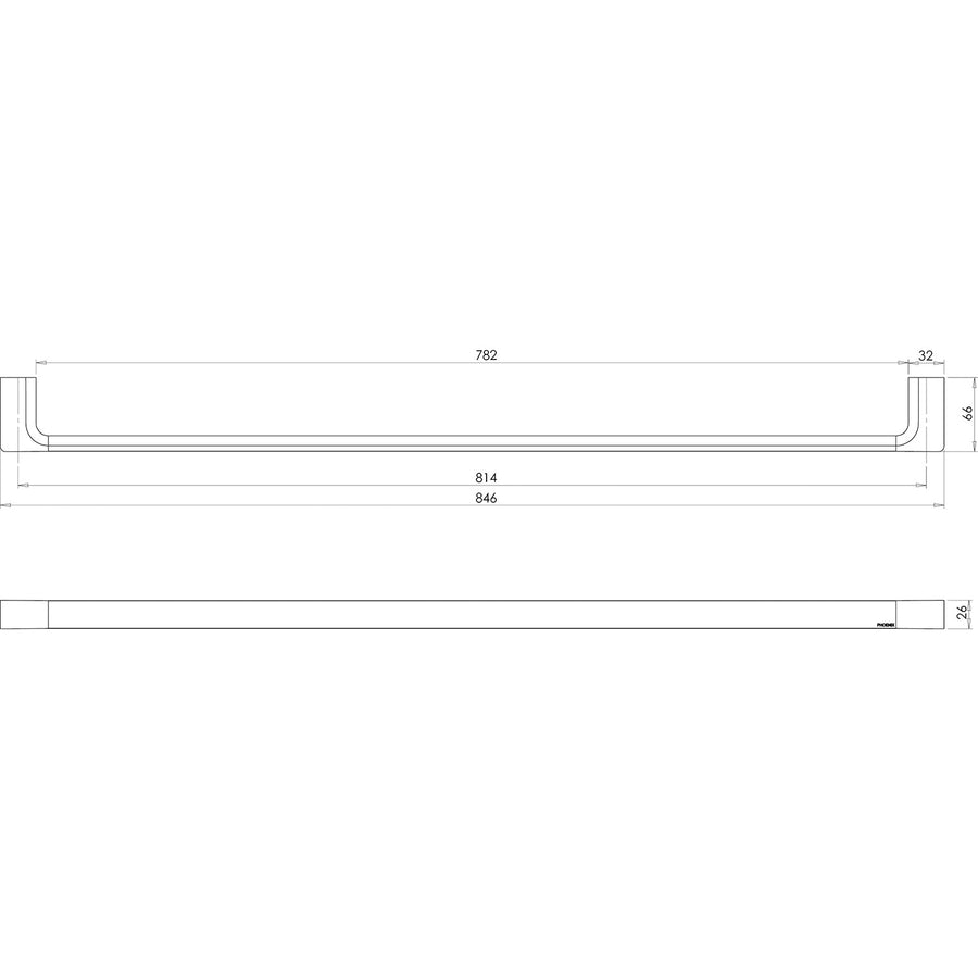Gloss Single Towel Rail 800mm - Brushed Bronze