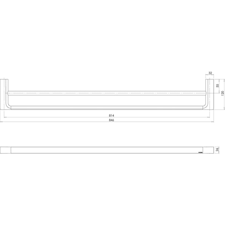 Gloss Double Towel Rail 800mm - Brushed Bronze