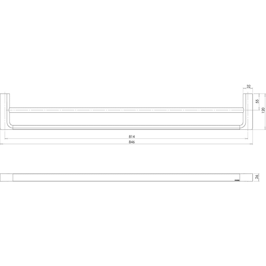 Gloss Double Towel Rail 800mm - Brushed Bronze