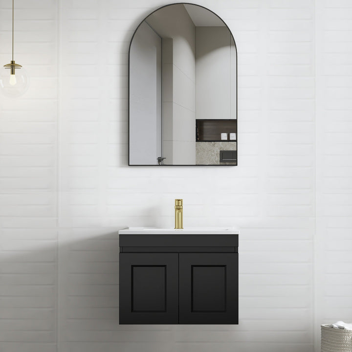 Hampton Mark II 600mm Satin Black Wall Hung Vanity - Cabinet Only