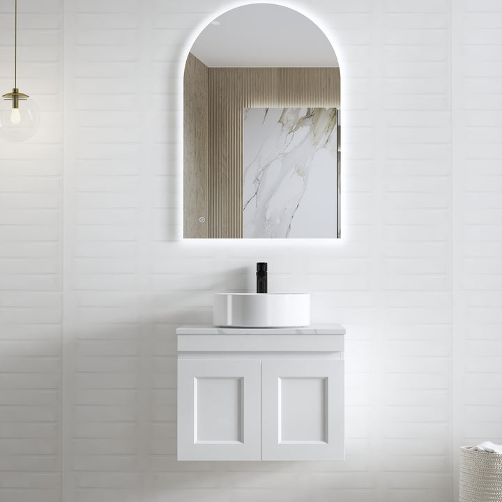 Hampton Mark II 600mm Satin White Wall Hung Vanity - Cabinet Only