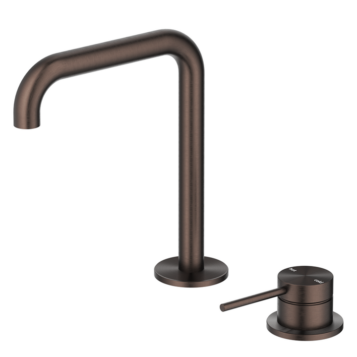 Mica Soft-Square Hob Basin Mixer Set - Dusk Bronze