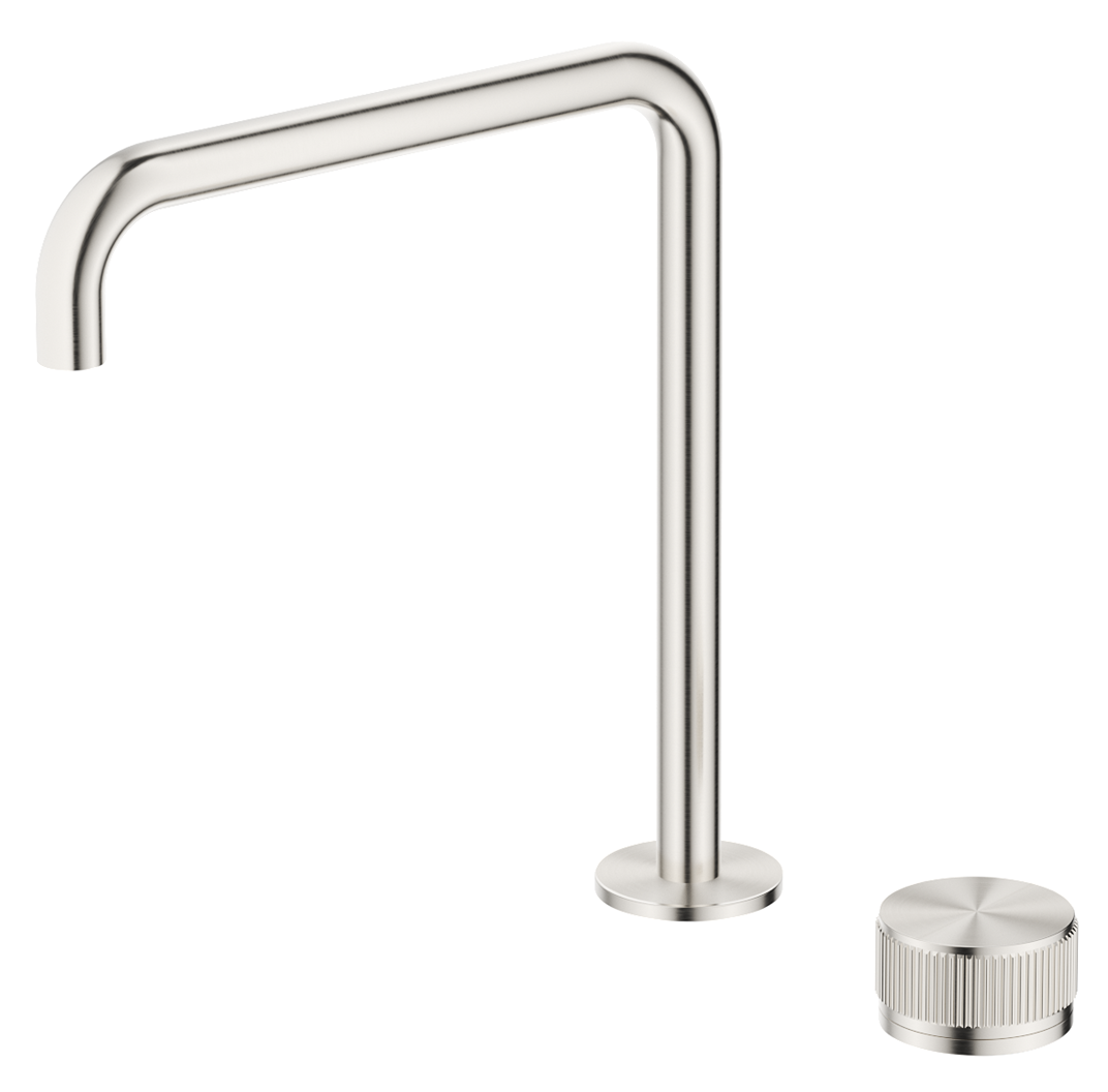 Mica Fluted Soft-Square Hob Sink/Basin Mixer Set - Brushed Nickel - view 2