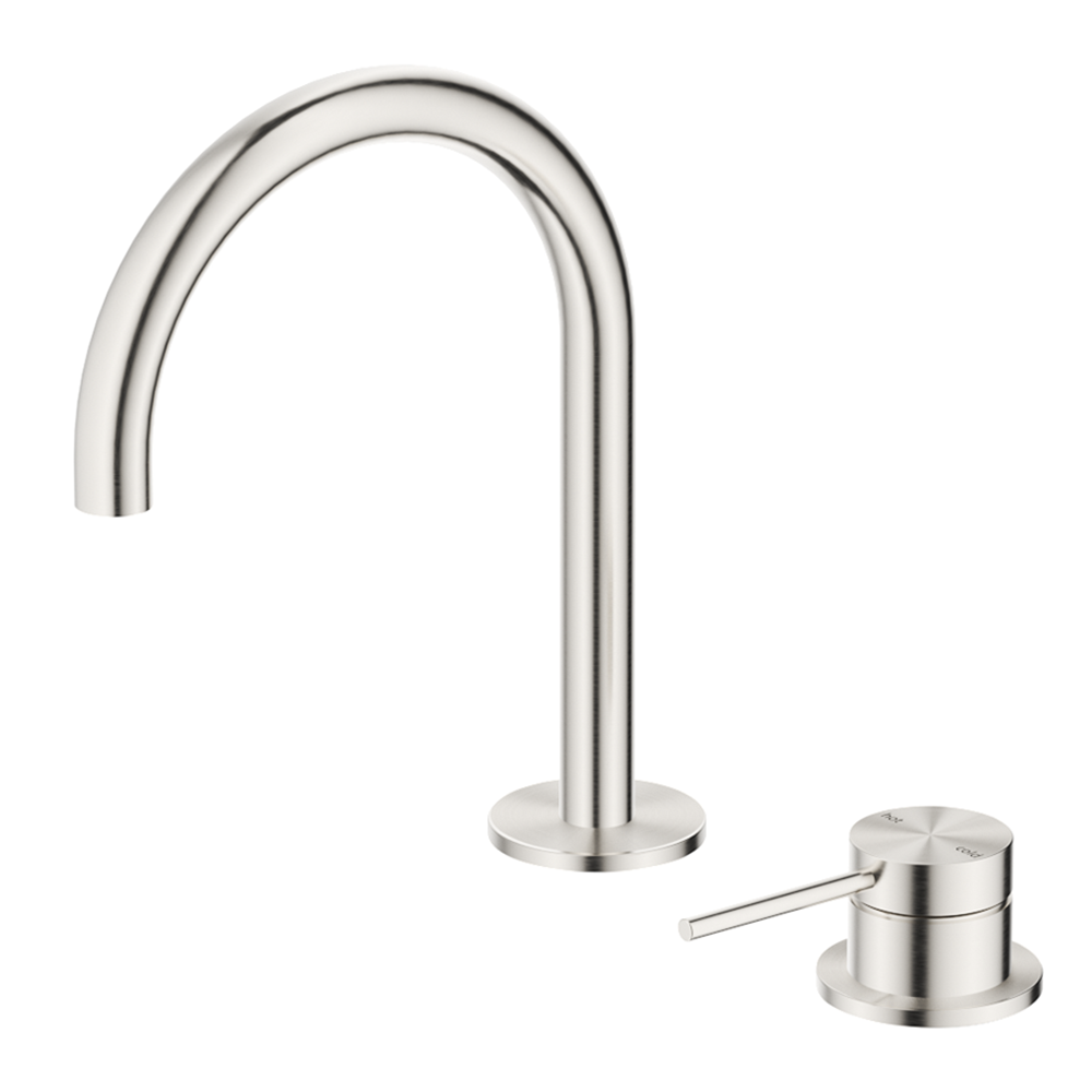 Mica Gooseneck Hob Basin Mixer Set - Brushed Nickel