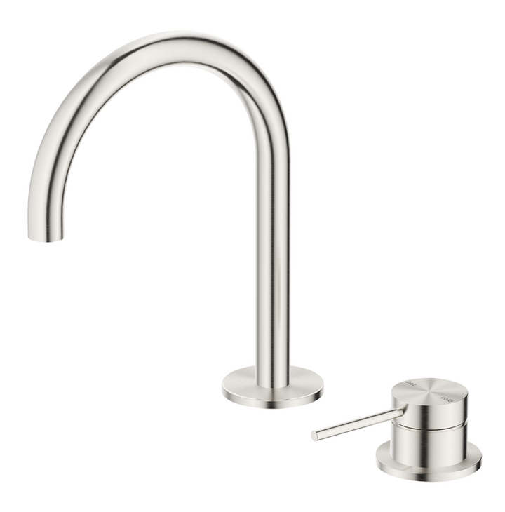 Mica Gooseneck Hob Basin Mixer Set - Brushed Nickel