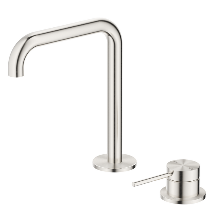 Mica Soft-Square Hob Basin Mixer Set - Brushed Nickel