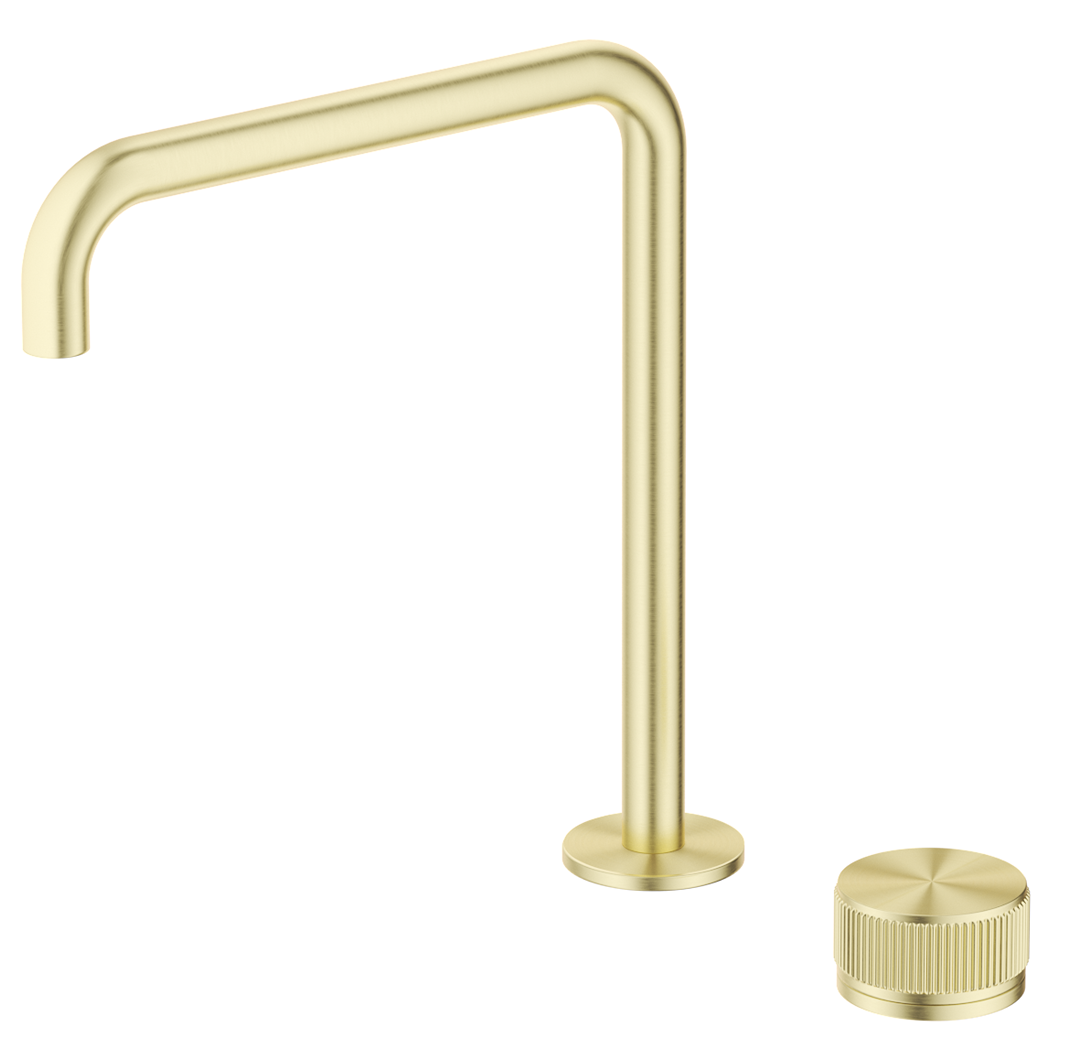 Mica Fluted Soft-Square Hob Sink/Basin Mixer Set - French Gold - view 4