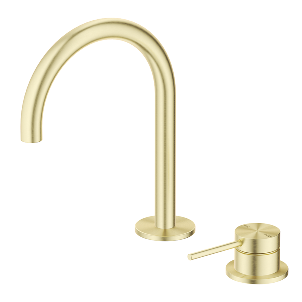 Mica Gooseneck Hob Basin Mixer Set - French Gold