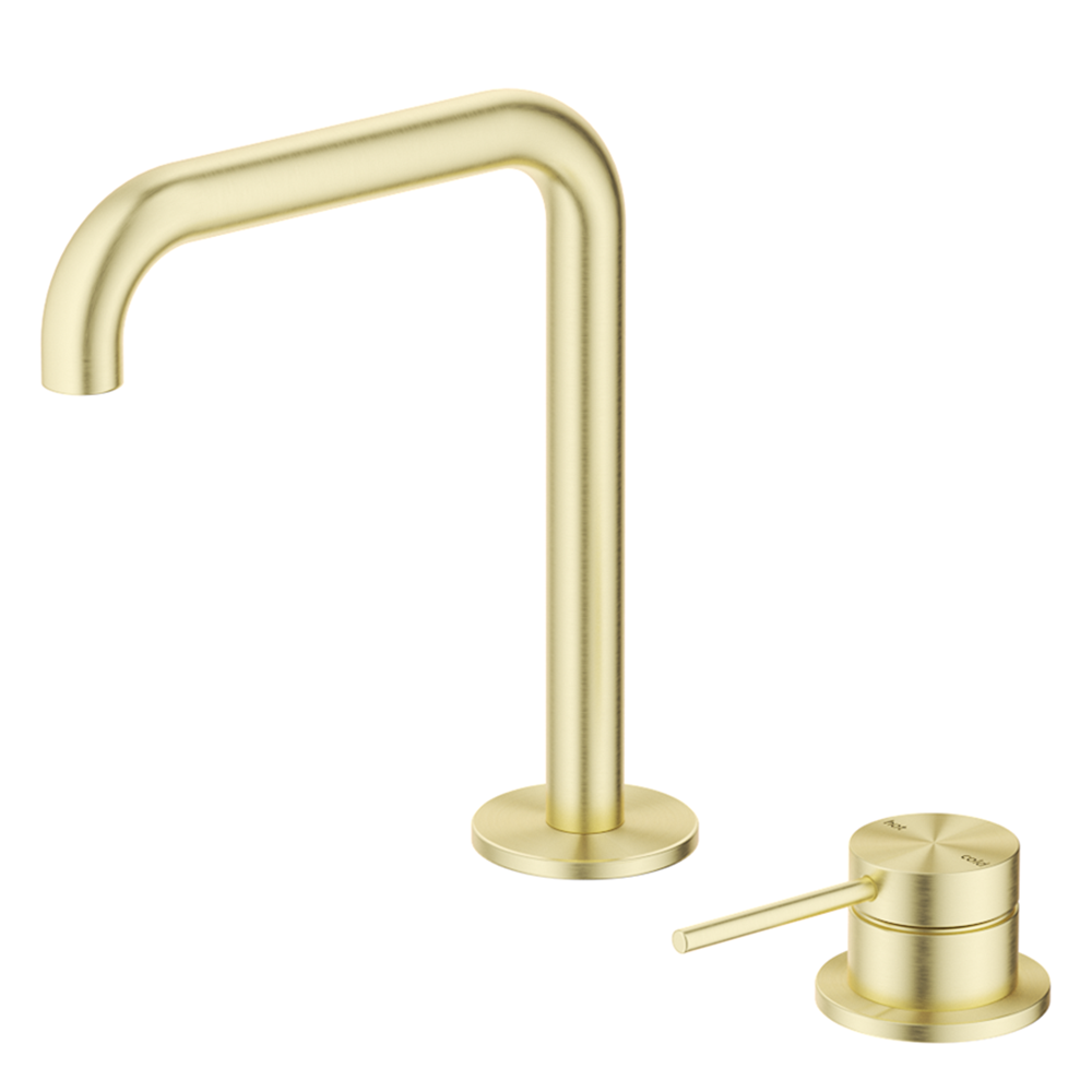 Mica Soft-Square Hob Basin Mixer Set - French Gold