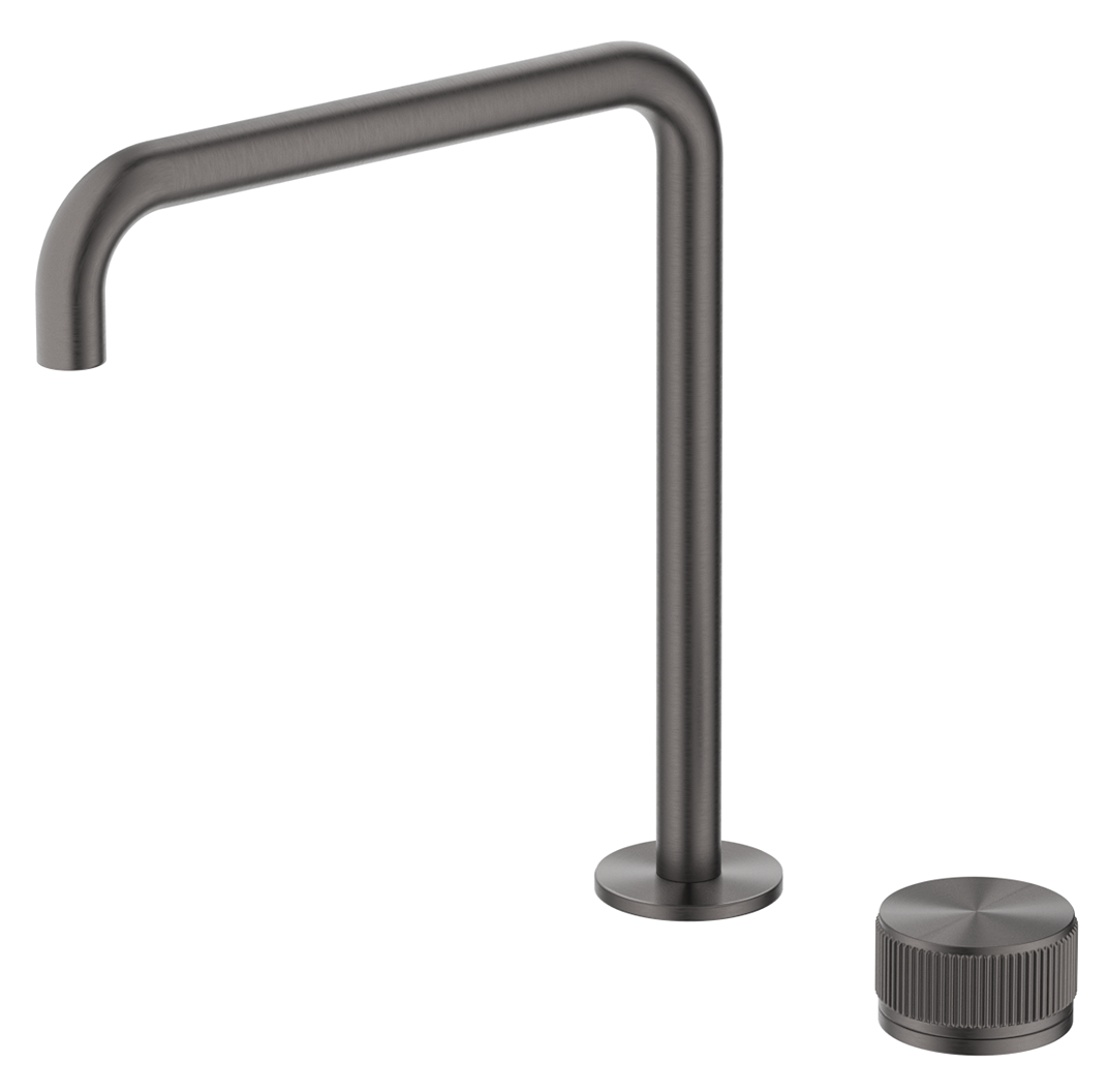 Mica Fluted Soft-Square Hob Sink/Basin Mixer Set - Brushed Gunmetal - view 3