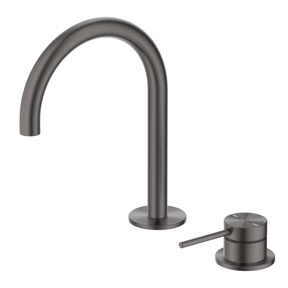 Mica Gooseneck Hob Basin Mixer Set - Gunmetal