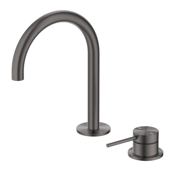 Mica Gooseneck Hob Basin Mixer Set - Gunmetal