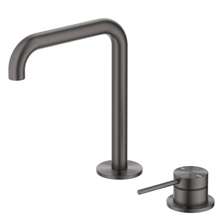 Mica Soft-Square Hob Basin Mixer Set - Gunmetal