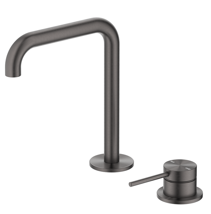 Mica Soft-Square Hob Basin Mixer Set - Brushed Gunmetal