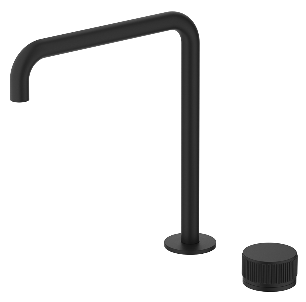 Mica Fluted Soft-Square Hob Sink/Basin Mixer Set - Matte Black - main view