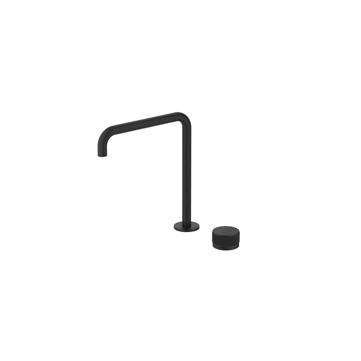 Mica Fluted Soft-Square Hob Sink/Basin Mixer Set - Matte Black - main view