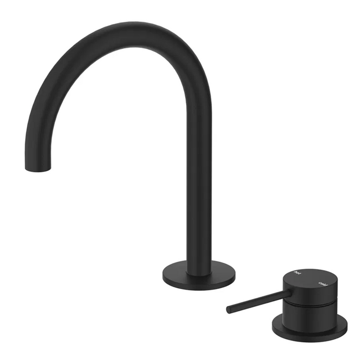 Mica Gooseneck Hob Basin Mixer Set - Black