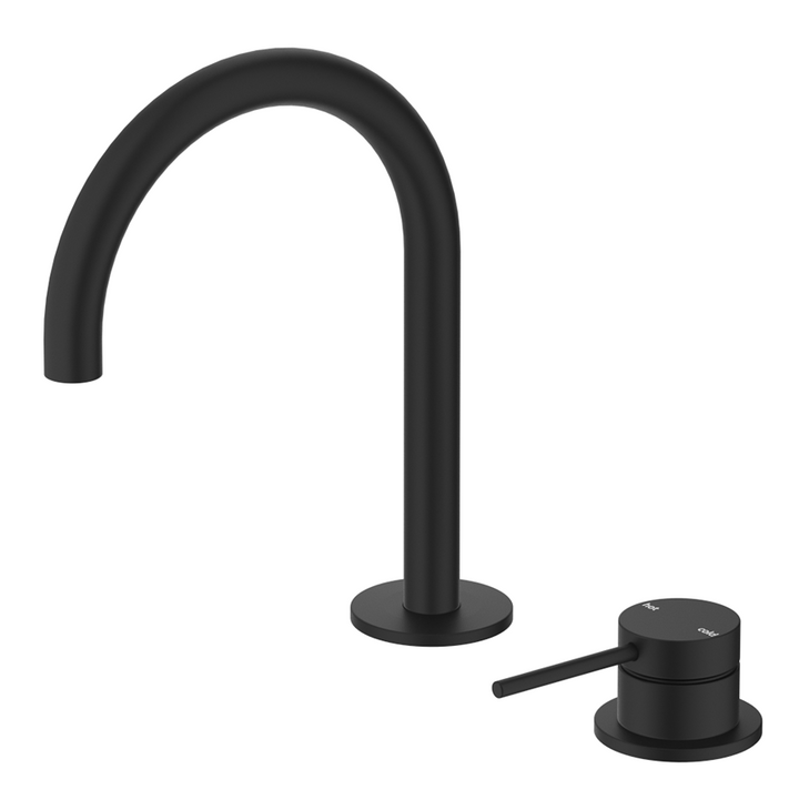 Mica Gooseneck Hob Basin Mixer Set - Matte Black