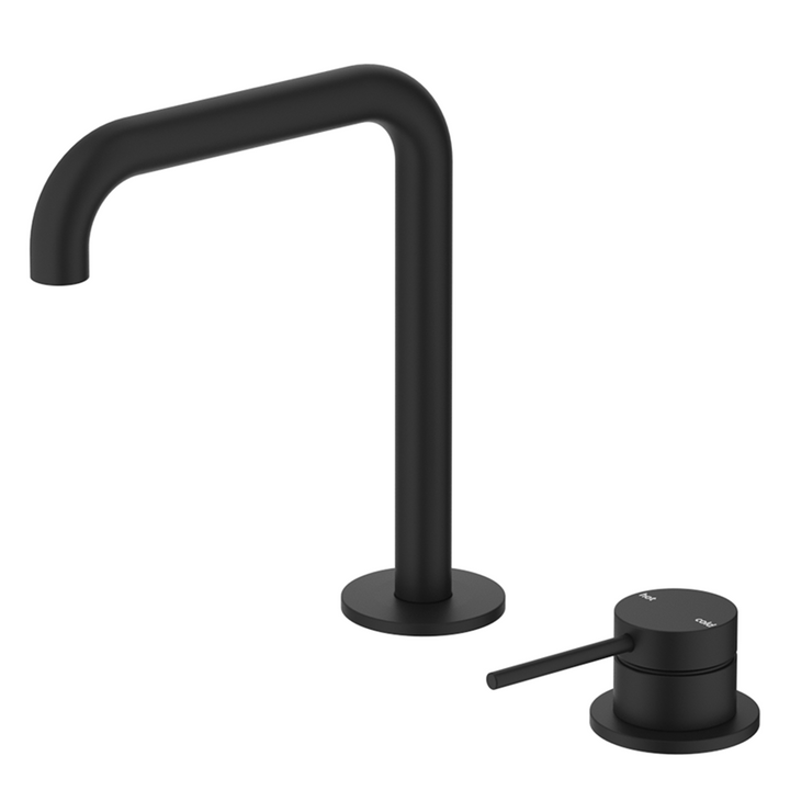 Mica Soft-Square Hob Basin Mixer Set - Black