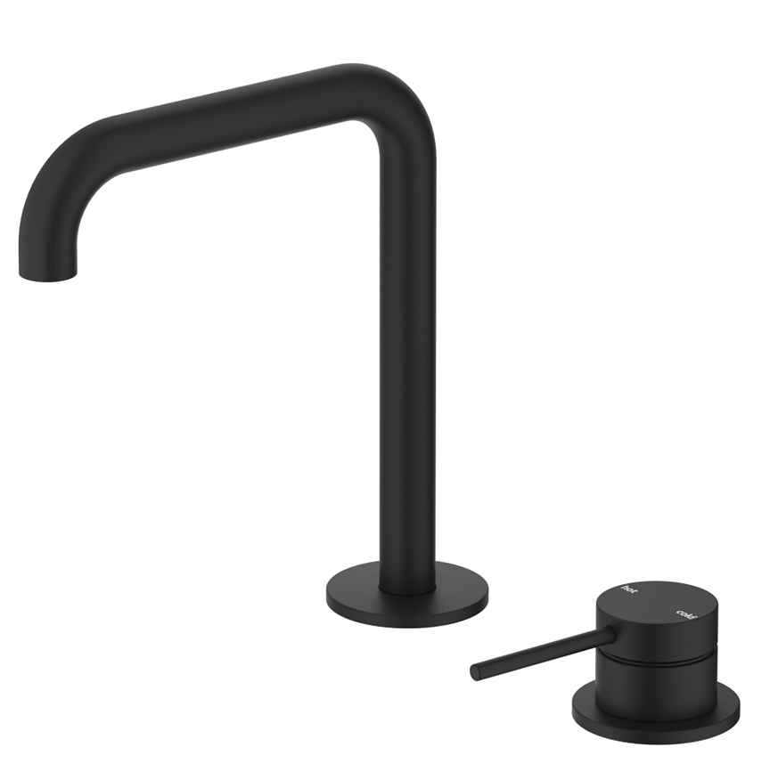 Mica Soft-Square Hob Basin Mixer Set - Matte Black