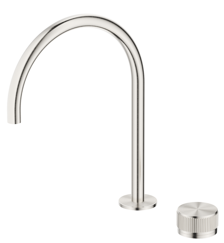 Mica Fluted Gooseneck Hob Sink/Basin Mixer Set - Brushed Nickel - main view
