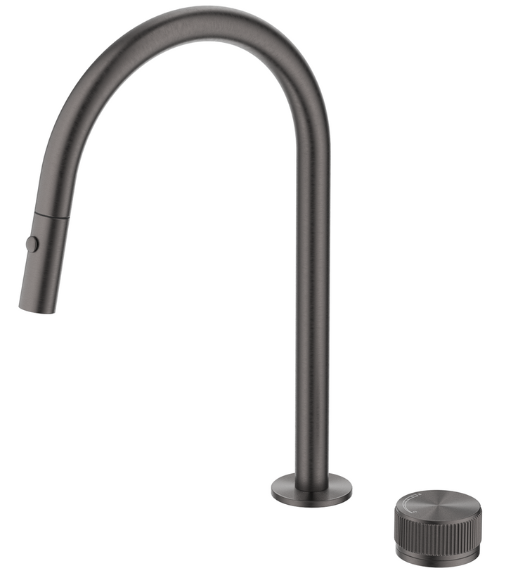 Mica Fluted Pull-Out Hob Mixer Set - Gunmetal