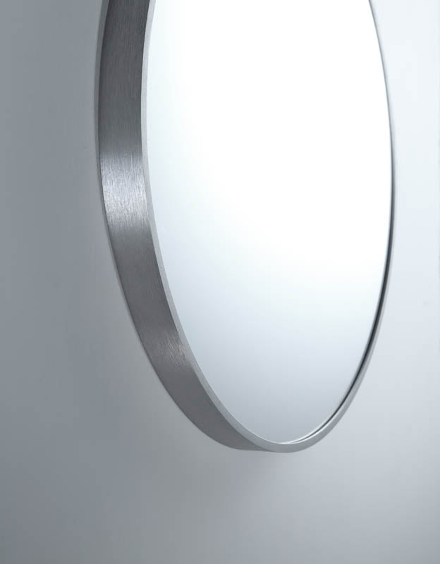 Modern Round Mirror Brits Nickel detail view