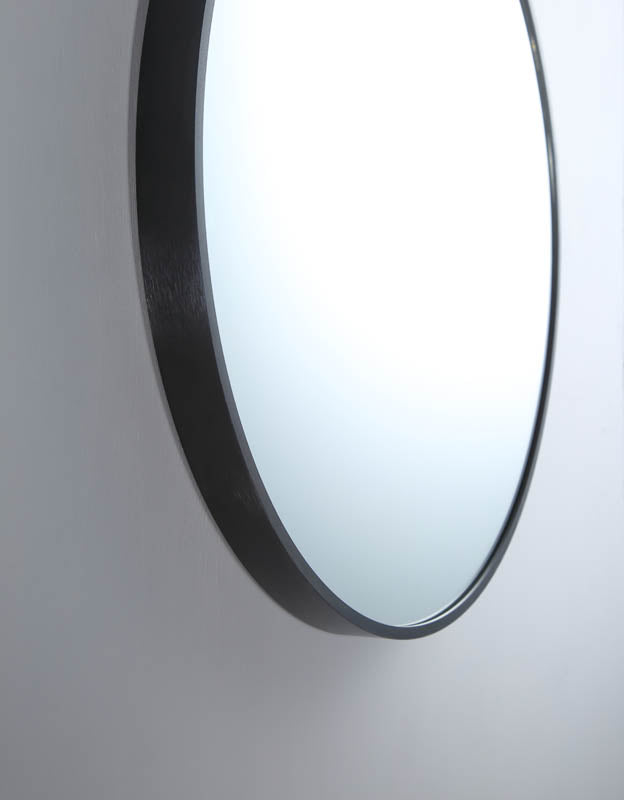Modern Round Mirror with Portable Magnifier Manhattan Black detail view