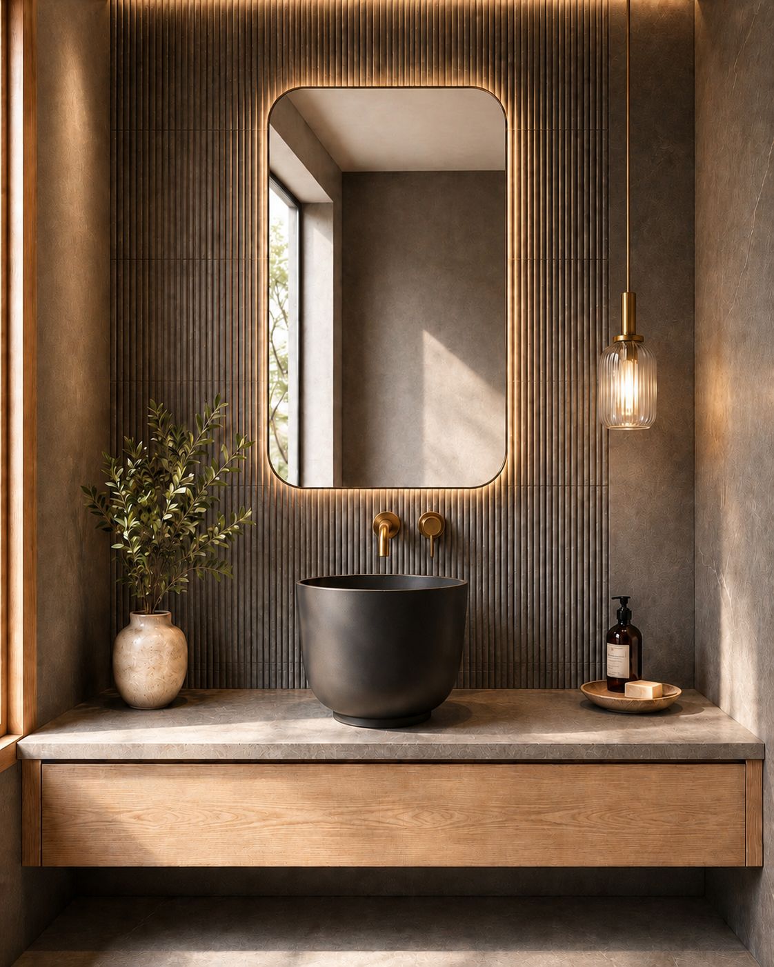 Halo above counter basin — front view