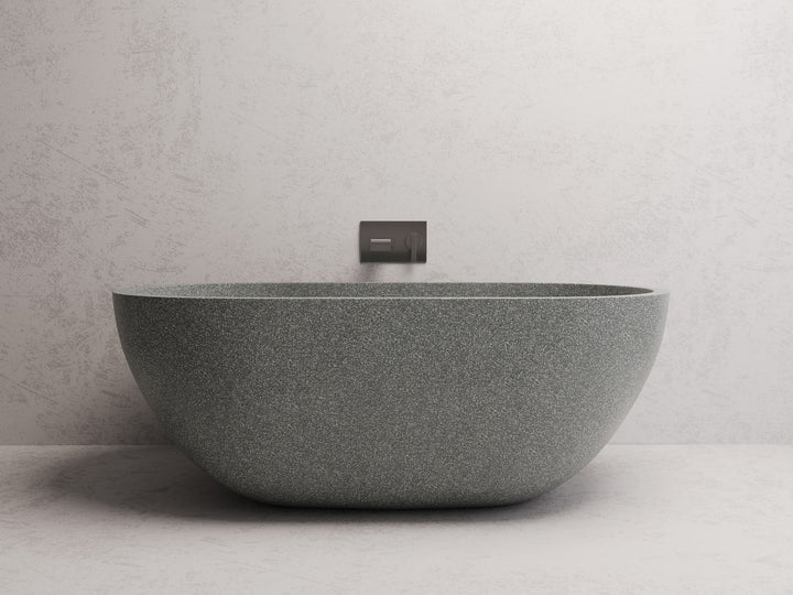 Honey freestanding bath — Grey terrazzo lifestyle