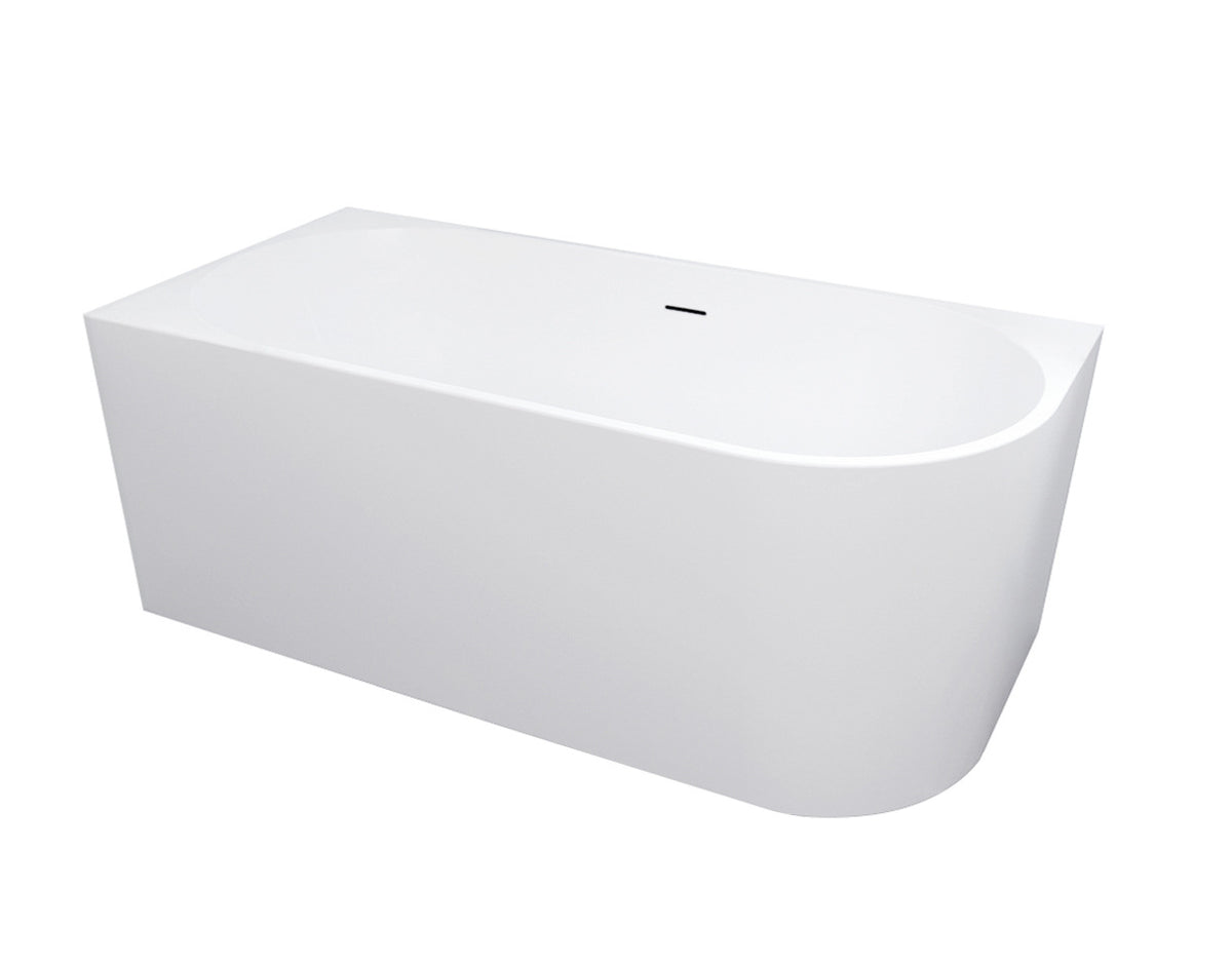 Left Corner 1700 Gloss White Bath with Overflow - main view