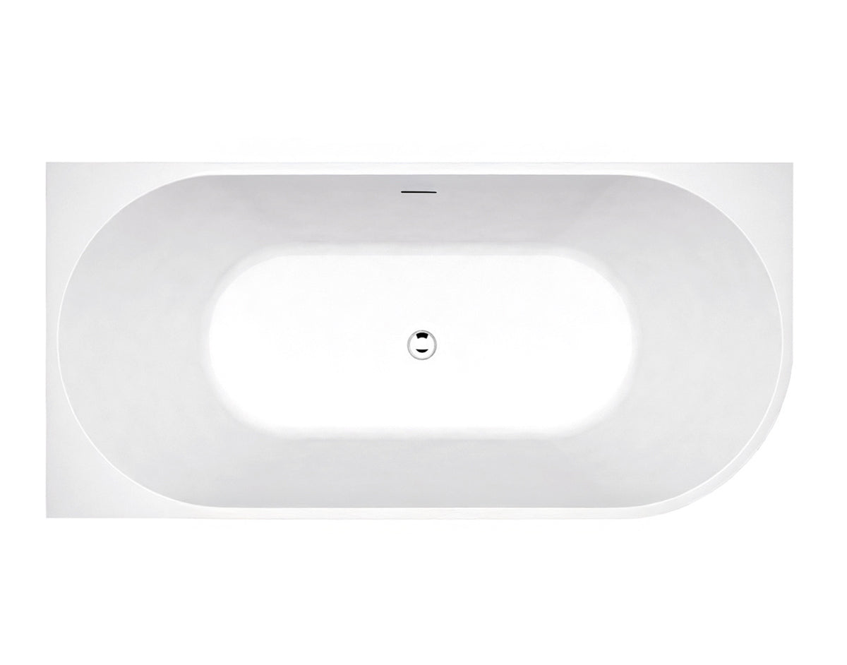 Left Corner 1700 Gloss White Bath with Overflow - view 2