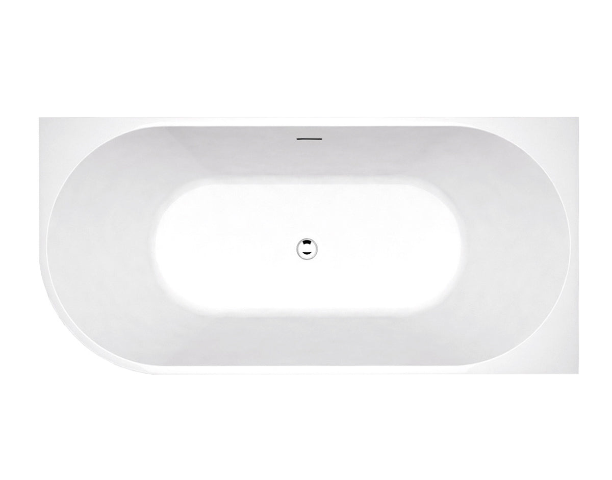 Right Corner 1700 Gloss White Bath with Overflow - view 2