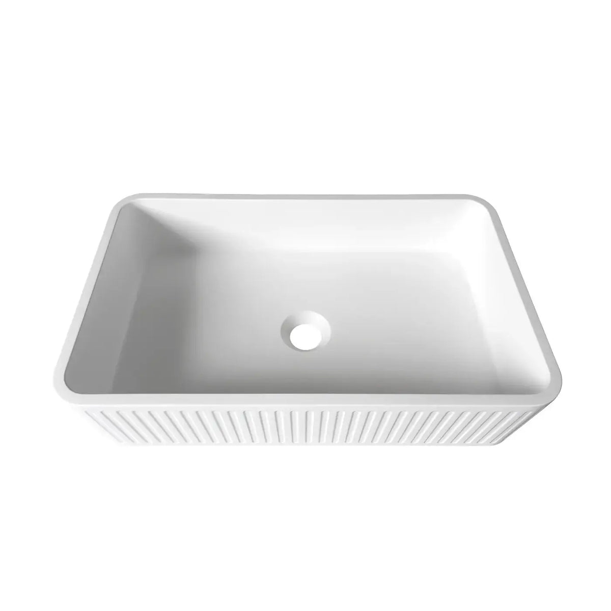 HUDSON SQUARE 520X320X120 CONCRETE FLUTED WHITE BASIN OTTI