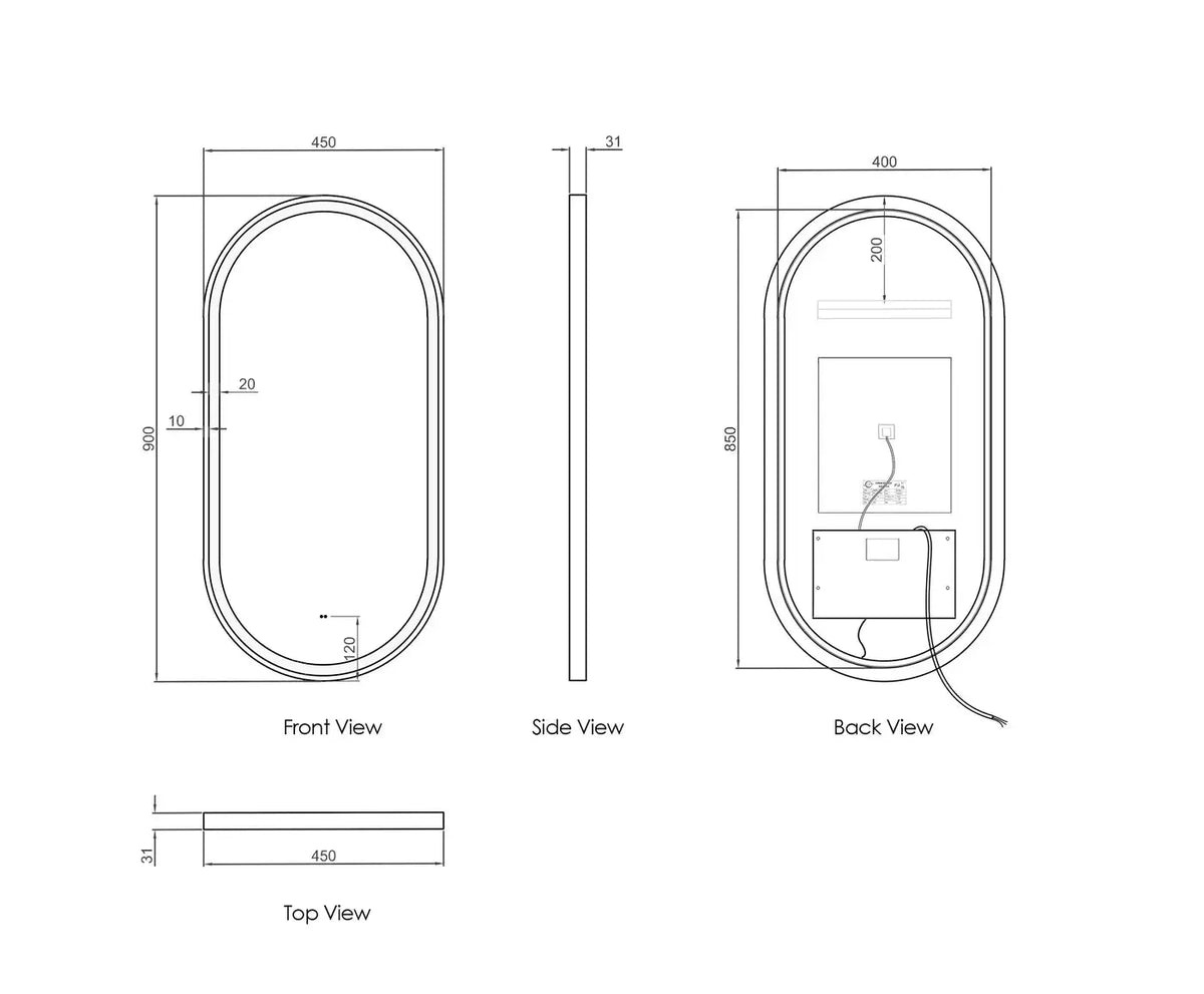 Oval Led Mirror With Frame OTTI